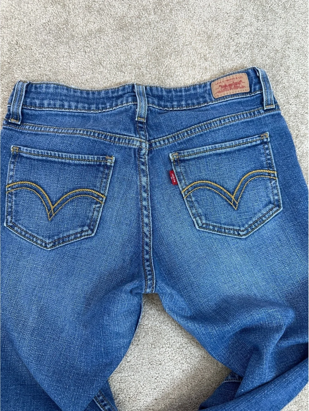 Women’s Sz 1M Levi’s Superlow 518 Jeans Bootcut Stretch Distressed Y2K